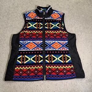 Polo Ralph Lauren Vest Jacket Women XL Colorful Aztec Fleece Outdoors Golf Track